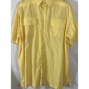 Kingsize Shirt Men 3XL Short Sleeve Yellow Cotton Big & Tall Adult  Pockets D4